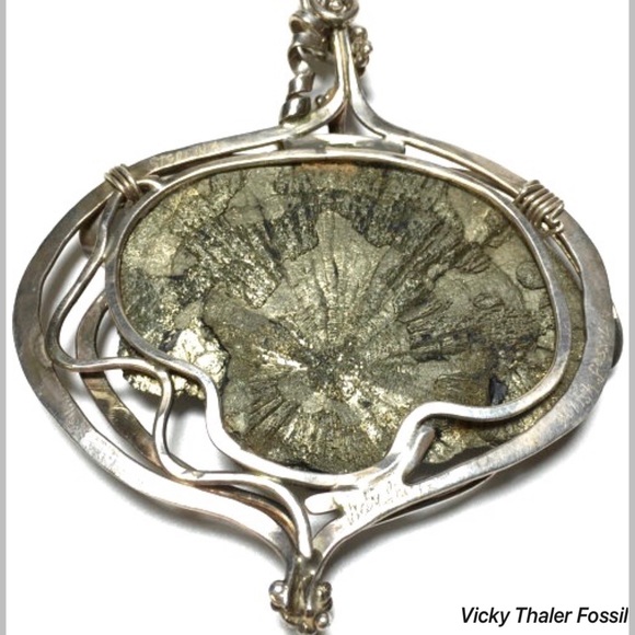 Vicki Thaler Fossil Sterling Pyrite Necklace - Picture 3 of 5